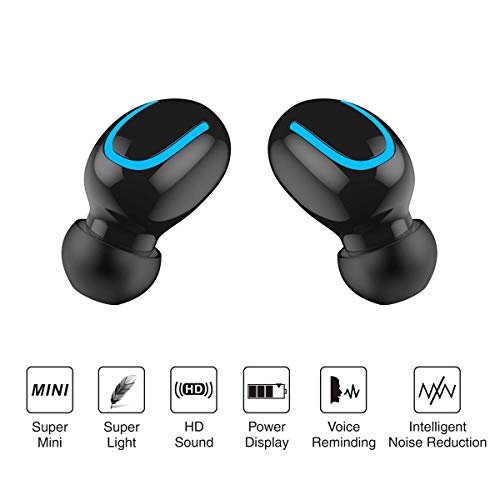 Alpha Digital Wireless Ear-Buds, Bluetooth 5.0, Easier Pairing, Longer Distance, Best Sound Quality, Sweat-Proof Design, 20 Hours Play time, Storage case for Charging, Black (Q32)