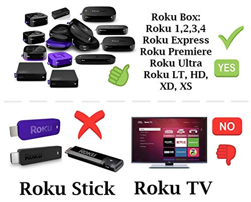 Amaz247 Standard IR Remote for Roku 1,2,3,4 (HD, LT, XS, XD), Roku Express, Roku Premiere, Roku Ultra; NOT for Roku Stick NOT for Roku TV NO TV Power Button and Volume Button