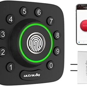 U-Bolt Pro Bluetooth Enabled Fingerprint and Keypad Smart Deadbolt + Bridge WiFi Adaptor | 6-in-1 Keyless Entry | Control Remotely Via Smartphone | Fingerprint ID | Anti-peep Code | Auto Unlock & Lock