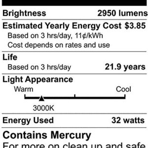 LEDVANCE 21777 Sylvania Fluorescent 48" 32W T8 Lamp, 3000K Neutral White, 1 Pack Rapid & Instant Start, Coated