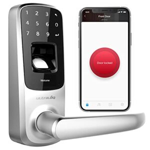 ultraloq ul3 bt (2nd gen) smart lock 5-in-1 keyless entry electronic door handle, satin nickel