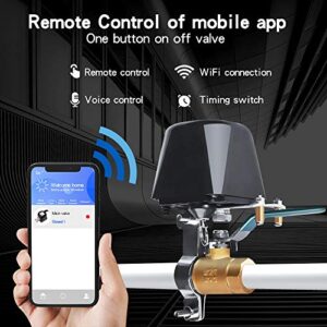 Smart Water Valve, Automatic Water Shut Off Valve Timer and Voice, Wifi Motorized Ball Valve Watering Timer, Sprinkler Controller , Compatible with Alexa Google, APP Remote Control
