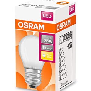 OSRAM LED lamp/Base: E27 / Warm White / 2700 K / 2.50 W/Replacement for 25 W Incandescent Bulb/Frosted/LED Retrofit Classic P [Energy Efficiency Class A++] / Pack of 10