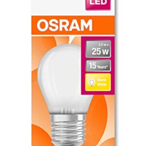 OSRAM LED lamp/Base: E27 / Warm White / 2700 K / 2.50 W/Replacement for 25 W Incandescent Bulb/Frosted/LED Retrofit Classic P [Energy Efficiency Class A++] / Pack of 10