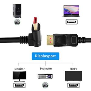 BolAAzuL Right Angle Displayport 1.4 Cable Upward Angled Displayport Cable, 90-Degree Angled Displayport Cable V1.4 6FT/1.8M up to 8K/60Hz, 4K/144Hz Supported