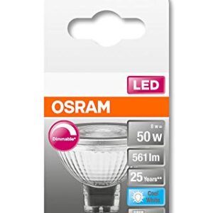 OSRAM Pack of 10 x Spot LED Reflector Lamp | Base: GU5.3 | Cool White | 4000 K | 8 W | Replacement for 50 W | LED Superstar MR16 12 V