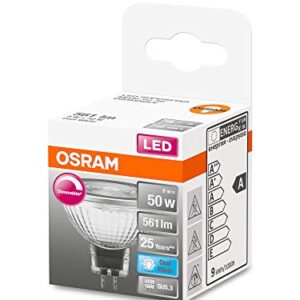 OSRAM Pack of 10 x Spot LED Reflector Lamp | Base: GU5.3 | Cool White | 4000 K | 8 W | Replacement for 50 W | LED Superstar MR16 12 V