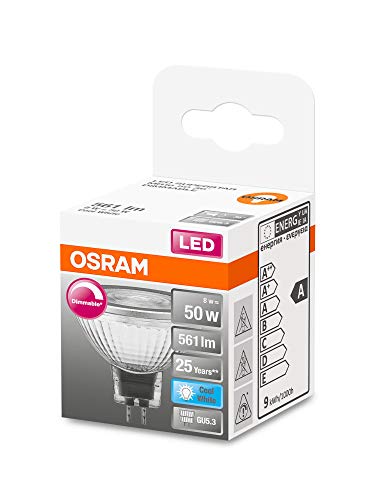 OSRAM Pack of 10 x Spot LED Reflector Lamp | Base: GU5.3 | Cool White | 4000 K | 8 W | Replacement for 50 W | LED Superstar MR16 12 V