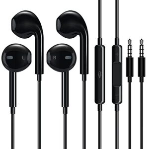 iphone wired earbuds【2 pack】 3.5mm iphone wired headphones noise isolating earphones volume control built-in microphone in-ear headset compatible with iphone 6s/6 plus/se/samsung/android /mp3/mp4