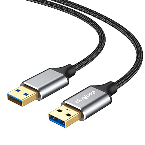 CLAVOOP USB to USB Cable 3ft, USB 3.0 A to USB 3.0 A Male to Male Cable, Double USB Cord, Braided, Data Transfer Compatible with PC Laptop Monitor Hard Drive and More