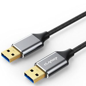 clavoop usb to usb cable 3ft, usb 3.0 a to usb 3.0 a male to male cable, double usb cord, braided, data transfer compatible with pc laptop monitor hard drive and more