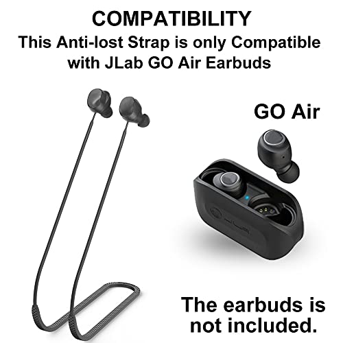 smaate Anti-Lost Strap Compatible with JLab GO AIR Wireless Earbuds, Soft Silicone Cord for Anti-Falling During Sports