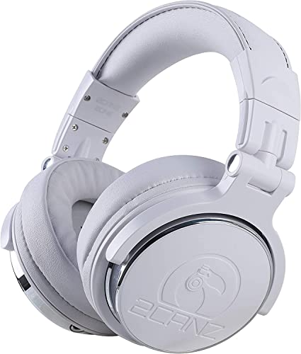 2CANZ Pro Matte White Over-Ear Professional Wireless Headphones - Enhanced 50mm Neodymium Drivers, Closed Back, Plush Ear Cushions, 8-Way Adjustable Earpads, Foldable