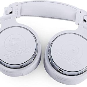 2CANZ Pro Matte White Over-Ear Professional Wireless Headphones - Enhanced 50mm Neodymium Drivers, Closed Back, Plush Ear Cushions, 8-Way Adjustable Earpads, Foldable