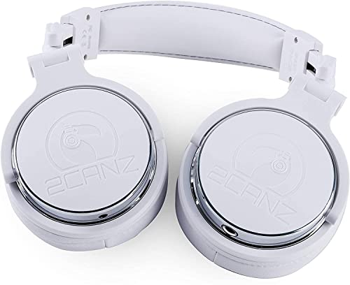 2CANZ Pro Matte White Over-Ear Professional Wireless Headphones - Enhanced 50mm Neodymium Drivers, Closed Back, Plush Ear Cushions, 8-Way Adjustable Earpads, Foldable