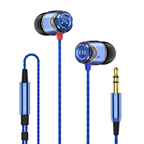 SoundMAGIC E10 Wired Earphones No Microphone HiFi Stereo Earbuds Noise Isolating in Ear Headphones Powerful Bass Tangle Free Cord Blue