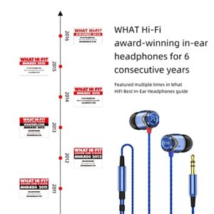 SoundMAGIC E10 Wired Earphones No Microphone HiFi Stereo Earbuds Noise Isolating in Ear Headphones Powerful Bass Tangle Free Cord Blue