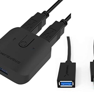 SABRENT USB 3.0 Sharing Switch for Multiple Computers and Peripherals LED Device Indicators + 22AWG 3 Feet USB 3.0 Extension Cable