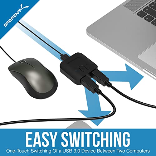 SABRENT USB 3.0 Sharing Switch for Multiple Computers and Peripherals LED Device Indicators + 22AWG 3 Feet USB 3.0 Extension Cable