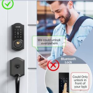 WiFi Door Lock,SMONET Remote Control Smart Deadbolt, Digital Electronic Keyless Entry Locks Bluetooth Touchscreen Auto Lock with Gateway Hub, Work with Alexa,APP,Code,Key for Home Front Door,Black