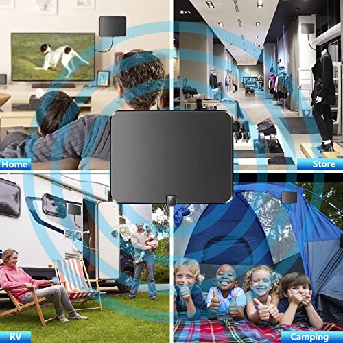 2023 Updated TV Antenna Up to 320 Miles, Digital TV Antenna Indoor with Amplifier and Signal Booster, HD Antenna for TV Indoor Outdoor for Smart TV and Old TVs - 18ft Coax Cable - Support 4K 1080p
