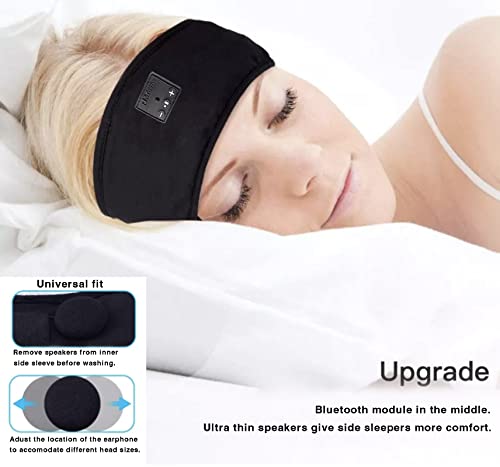 escape innovations Sleep & Fitness Headphones, Wireless Bluetooth Music Headband, Ultra-Thin HD Speakers, Free Charging Cable, Sports, Sleep Mask, Jogging, Walking, Workout, Travel & Meditation.