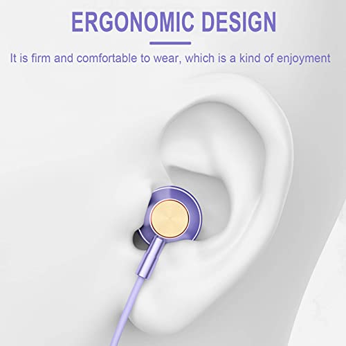 Sports Wireless Blue-tooth Earphones, High-Power Neck-Mounted Mag-netic Earphones Stereo Earbuds, Bone-Conduction Earphone Foldable Headset Super Battery Life, for Outdoor Working Travel (Purple)