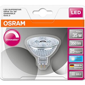 Osram 4058075431454 Superstar 12 V LED Lamps, pin Base, Reflector MR16, LV DIM, Set of 10, Cold White