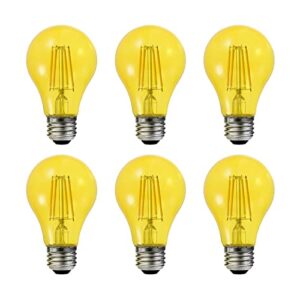 sylvania led yellow glass filament a19 light bulb, efficient 4.5w, 40w equivalent, dimmable, e26 medium base – 6 pack (41742)