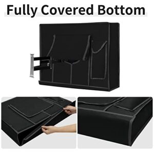 Waterproof Outdoor TV Cover for 46-48 inch TV with Bottom Cover, Thick Fabric, Dustproof and Weatherproof TV Cover with Remote Control Pocket, Black