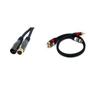 monoprice premier series xlr male to xlr female – 1.5ft – black – gold plated | 16awg copper wire conductors [microphone & interconnect] & 1.5ft premium 2 rca plug/2 rca plug m/m 22awg cable – black