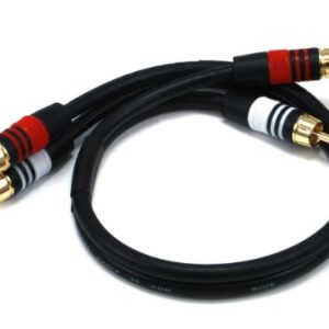 Monoprice Premier Series XLR Male to XLR Female - 1.5ft - Black - Gold Plated | 16AWG Copper Wire Conductors [Microphone & Interconnect] & 1.5ft Premium 2 RCA Plug/2 RCA Plug M/M 22AWG Cable - Black