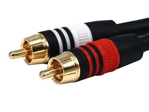 Monoprice Premier Series XLR Male to XLR Female - 1.5ft - Black - Gold Plated | 16AWG Copper Wire Conductors [Microphone & Interconnect] & 1.5ft Premium 2 RCA Plug/2 RCA Plug M/M 22AWG Cable - Black