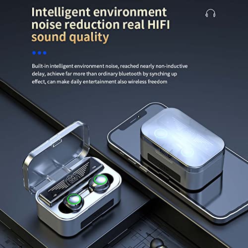 Wireless Bluetooth 5.3 Headphones,IPX7 Waterproof Low-Power Noise Cancellation Binaural Stereo HD Sound Quality,Built-in Microphone Breathing Light Sports Headphones with Charging Case,for iOS Android