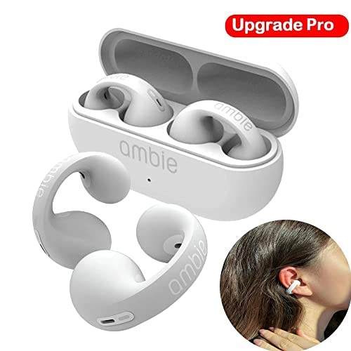 Wireless Bluetooth Earphones TWS Ear Hook Headset Sport Earbuds Upgrade Pro for Ambie Sound Earcuffs 1:1 Earring (Black)