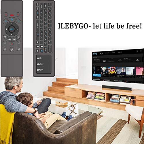 ILEBYGO Air Mouse for Android tv Box, Rechargeable Mini Wireless Keyboard and Air Remote Control Touchpad with RGB Backlit T6 for Android TV Box, PC, Projector, HTPC etc.