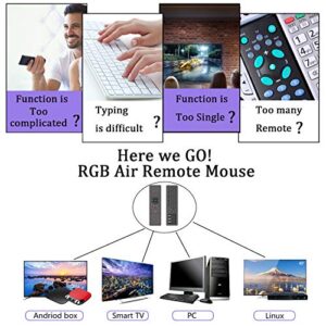 ILEBYGO Air Mouse for Android tv Box, Rechargeable Mini Wireless Keyboard and Air Remote Control Touchpad with RGB Backlit T6 for Android TV Box, PC, Projector, HTPC etc.