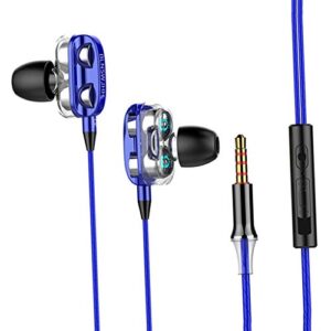 gazechimp earbuds ear buds stereo earphones in-ear headphones earbuds with microphone mic and volume control noise isolating 3.5mm ear buds for android, blue