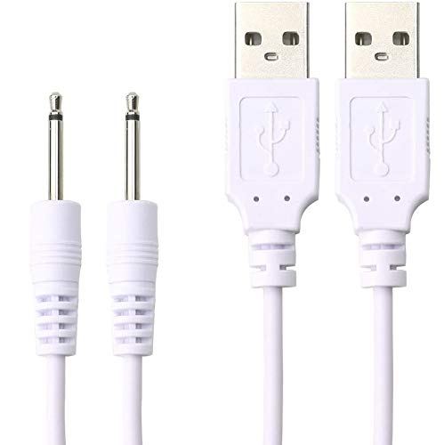 Accessonico Replacement-Charging-Charger-Rechargeable-Massagers, DC Cable USB Cord - 2.5mm (2 Pack)