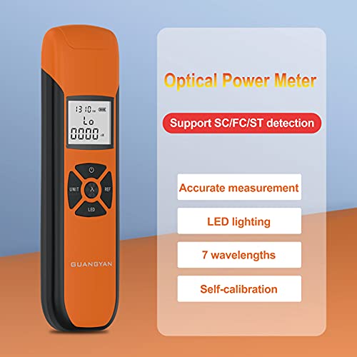 Optic Power Meter -70~+10 dBm Fiber Light Meter for Testing 7 Calibrated Wavelengths Rechargeable