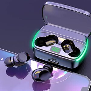wireless bluetooth 5.3 digital display earphones – noise cancellation hifi sound cool breathing light stereo in-ear light-weight touch-control headset with charging box for sport