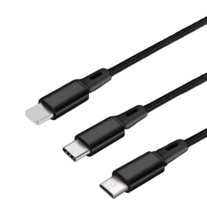 jeefull power JF Multi-Head Charging Cable, 4FT Three-in-one Multi Charging Cable, Nylon Braided Multiple Charger Cable, with Three interfaces and Connected to The Device via USB 3PCS