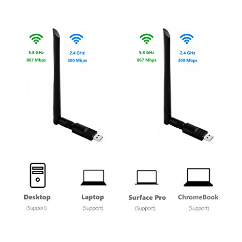 Realtek RTL8812BU USB Wireless Adapter 1200 Mbps with 5 dBi Antenna Dual Band AC1200 WiFi Dongle IEEE 802.11 a b g n ac for Laptop Desktop USB 3.0 Network Adapter Support Windows 10 Mac