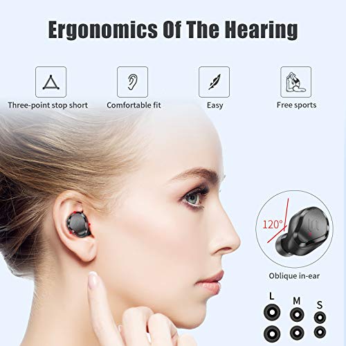 JOYSILIN Bluetooth 5.0 S8 Plus Wireless Earbuds, HiFi Headphones Touch Control with Mic and Wireless Charging, IPX7 TWS Noise Cancelling Headphones