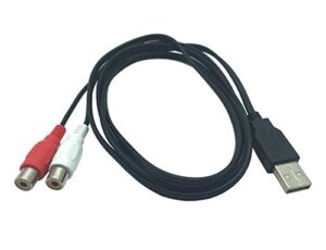 usb to 2rca cable, haokiang 5 feet/1.5m usb 2.0 female to 2 rca female jack splitter audio video av composite adapter cord cable (usb m/2rca f)