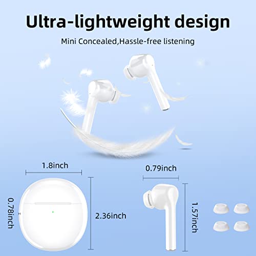 Muzzai Wireless Earbuds Bluetooth Headphones,32H Music Playtime IPX5 Waterproof Wireless Ear Buds,Touch Control Bluetooth Earbuds with Mic,Stereo Sound High and Low Voice Calls,for iPhone Android