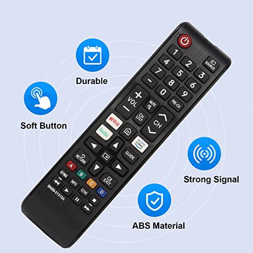 2 Packs BN59-01315A Replacement Remote Control for Samsung 4K Crystal UHD LED QLED LCD Series 6/7/8/9/ TU-7000 Flat Curved Smart TV with Netflix Prime Video and Hulu Keys with Batteries