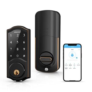 smart door lock with keypad, keyless entry door lock for front door, electric digital automatic door lock enter with app for house apartment work with alexa
