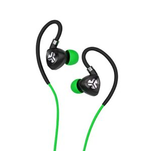 JLab Fit 2.0 Bluetooth Enabled Wireless Sports Earbuds | Bluetooth 4.1 | 10mm Titanium Drivers | 6 Hour Battery Life | IP55 Sweatproof | Flexible Memory Wire | Green