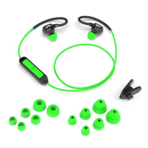 JLab Fit 2.0 Bluetooth Enabled Wireless Sports Earbuds | Bluetooth 4.1 | 10mm Titanium Drivers | 6 Hour Battery Life | IP55 Sweatproof | Flexible Memory Wire | Green